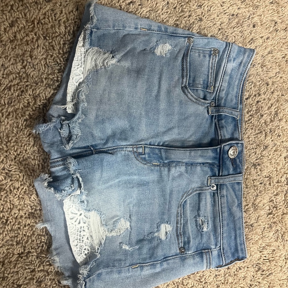 American Eagle Outfitters Blue Jean Shorts Distressed Raw Hem